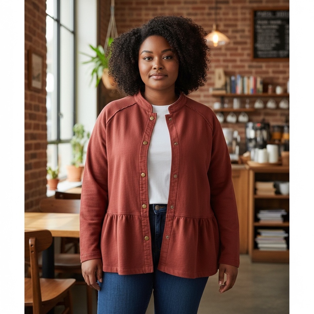 ✨ Burgundy Peplum Military Jacket – Maurice’s ✨